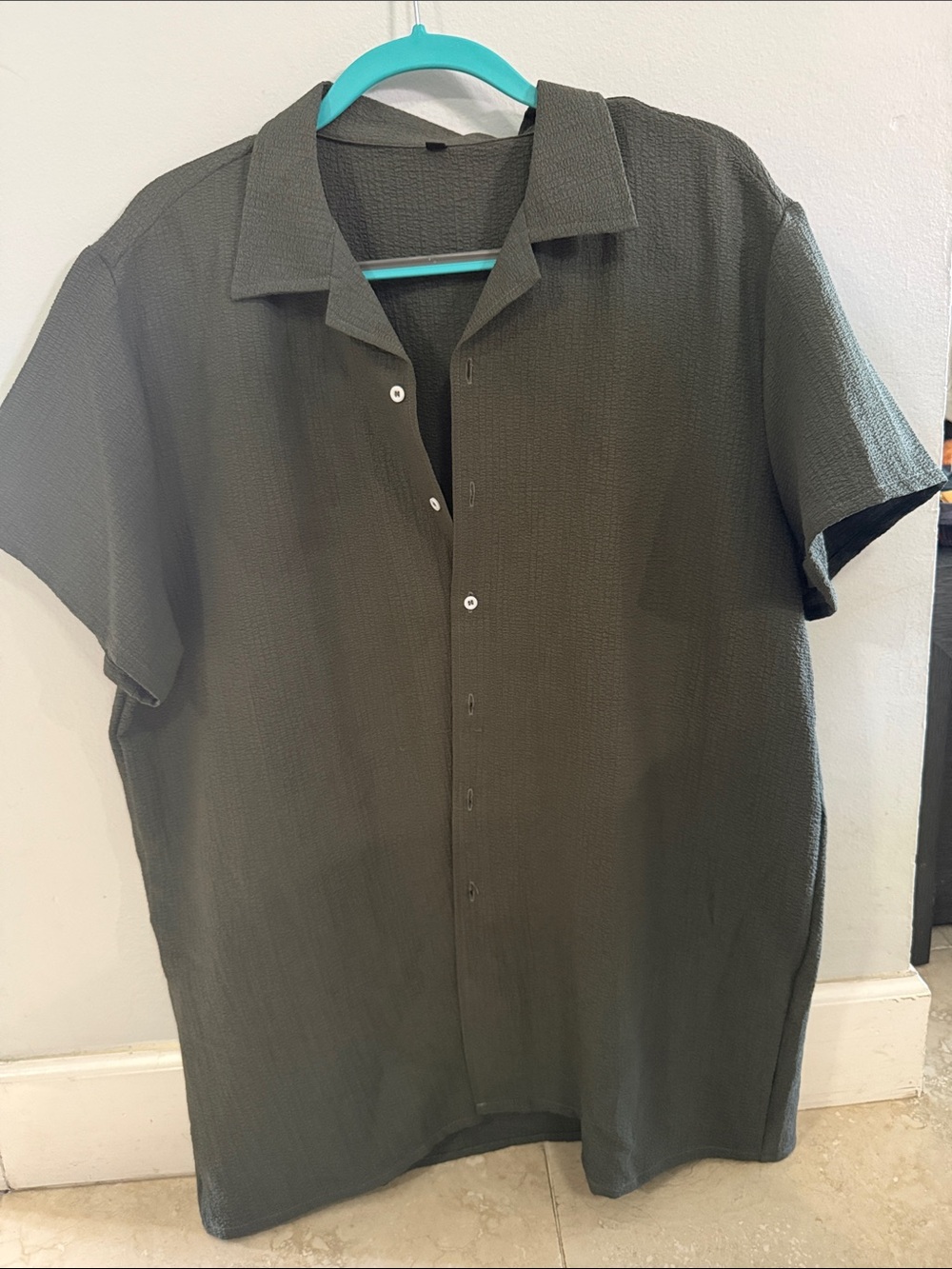 SHEIN Olive Green Short Sleeve Button-Down Shirt